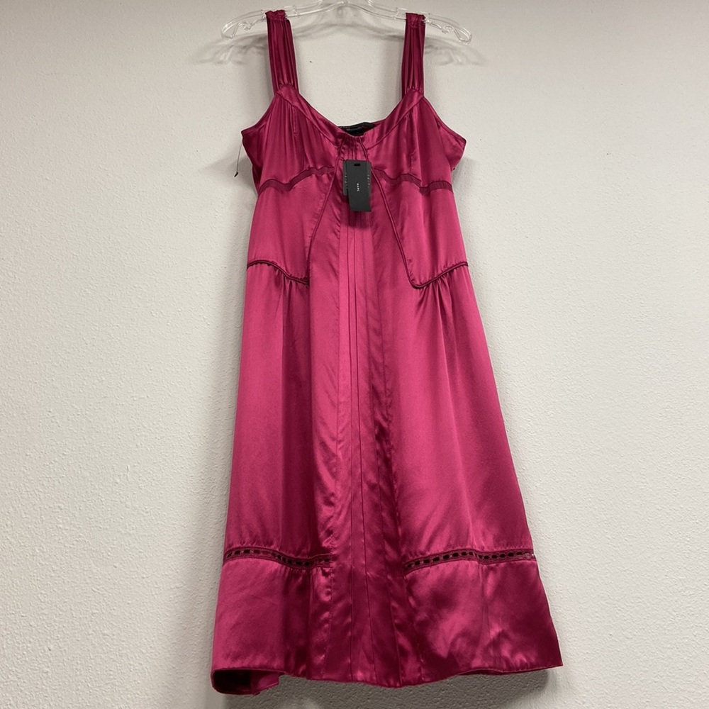 Marc Jacobs 100% Silk Slip Dress Size 10 NWT pink Y2K twilight festival midi - Picture 2 of 16
